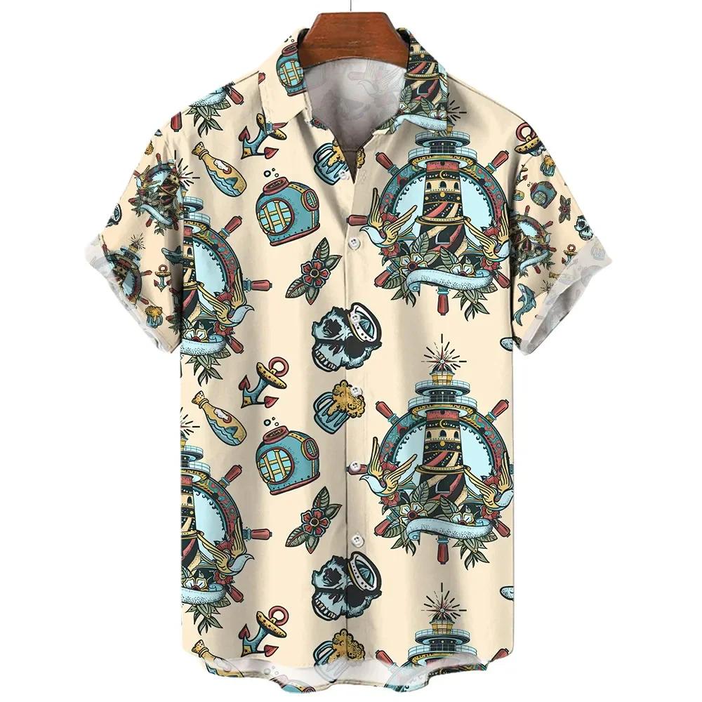 Camisa de manga corta con solapa para hombre y mujer, camisa informal constampado 3D, botones, ropa de calle de gran
